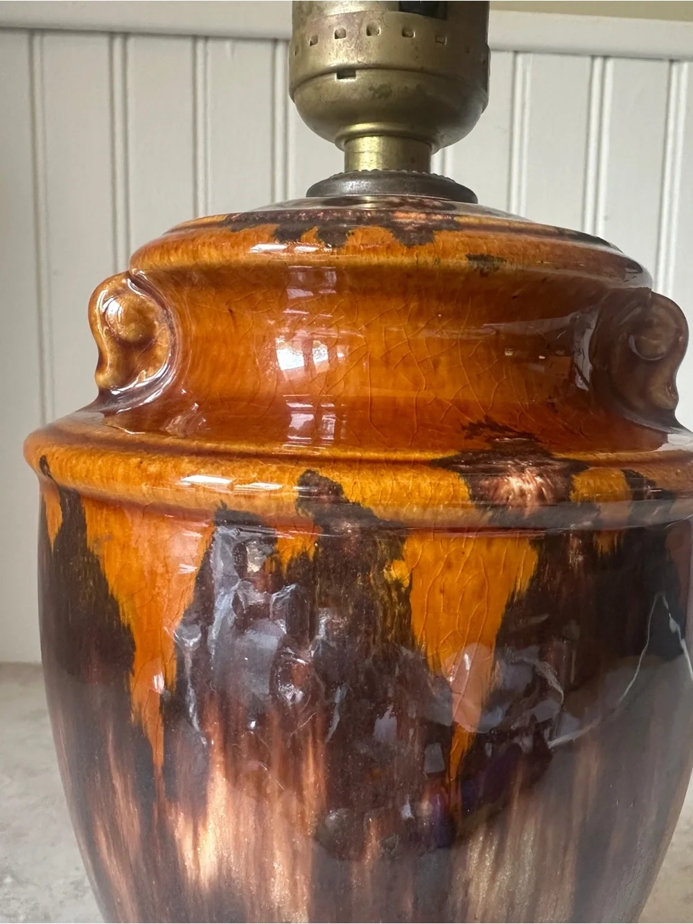 Brush McCoy Pottery Onyx Drip Glaze Urn Table Lamp Brown Arts & Crafts 1920s 30s